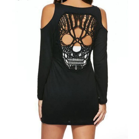 XJF•MC Skull Cut-out Dress - Picture 4 of 10